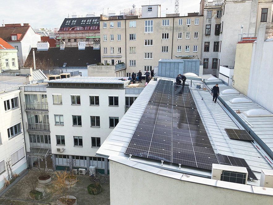 Solar system installed at TTTech's headquarters in Vienna